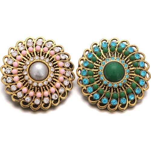 Crystal w055 Moon 18mm 30mm rhinestone metal button for snap button Bracelet Necklace Jewelry For Women Silver jewelry