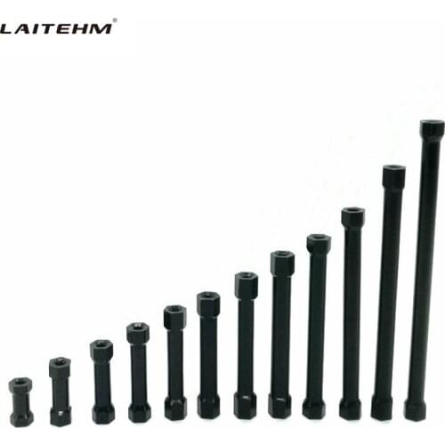 LAITEHM 10pcs M3 hexagonal aluminum column 10 15 20 25 30 35 40 50 60 70 80 90 100mm connecting column body aluminum rod black