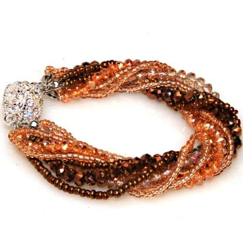 Miasol Fashion Multiple Layer Strands Crystal Seed Beads Charm Magnetic Bracelets Summer Jewelry B1470
