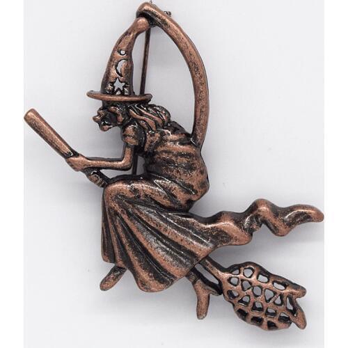 Fashion Brooch Witch Pin brooches Antique copper Plated C2532 C