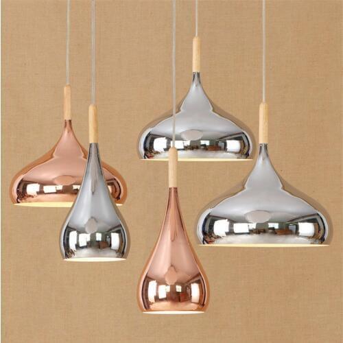 Fashion Nordic Rose Gold Chrome Pated Pendant Light Creative Vintage Dining Table Bedside Hanging Light Fixtures Free Shipping