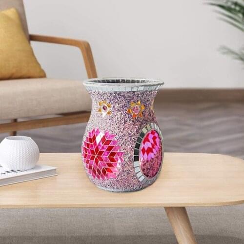 Mosaic Glass Oil Burner, Aromatherapy Essential Oil Diffuser, Candle Holder, Melt Holder for Cafe Home Decorate
