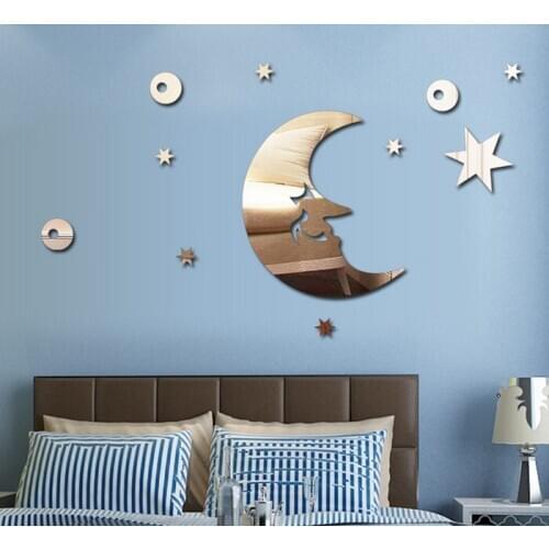 Moon Mirror Wall Sticker for living Room kids room bedroom home decoration