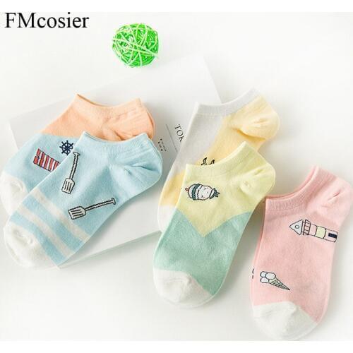 10 Pairs Summer Womens Ladies Girls Kawaii Short Boat Invisible Socks Slippers Lot Loafers Low Cut No Show Socks Non-slip Fun