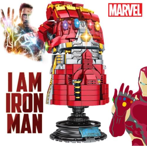 New MARVEL AVENGERS Weapon Toys Thanos Thor Iron Man Infinity GLOVE Gauntlet Mjolnir Stormbreaker Building Block Brick Kid