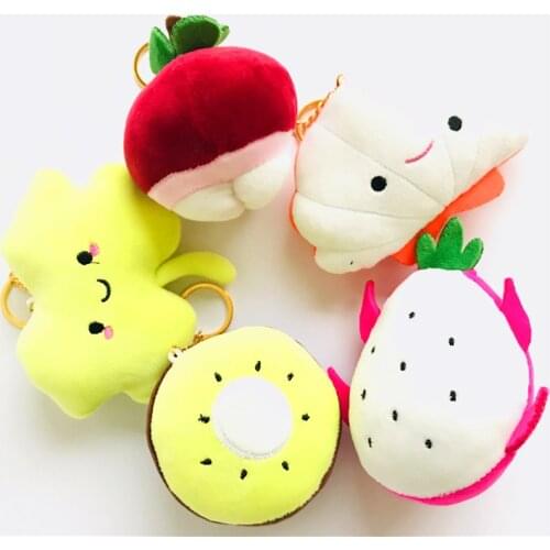New lifelike cute fevarite Cartoon fruit vegetables 8cm plush soft pendant Keychain decoration kids funny doll Wedding gifts
