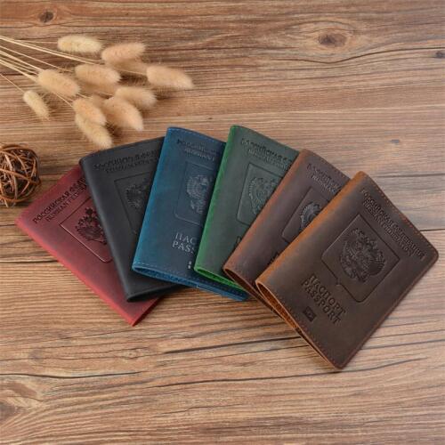 Hot Durable Genuine Leather Russia Passport Cover Solid Passport Holder Business Unisex Durable Travel Wallet Case for Russia