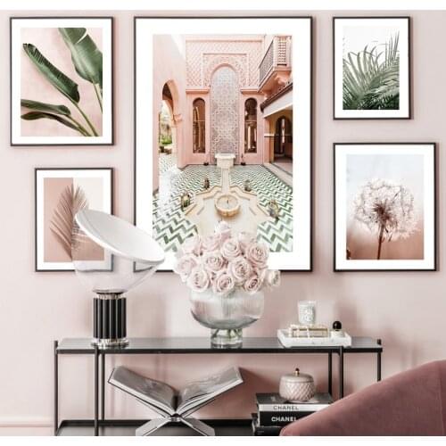 Dandelion Flower Palm Leaf Desert Girl Morocco Wall Art Print Canvas Painting Nordic PosterWall Pictures For Living Room Decor