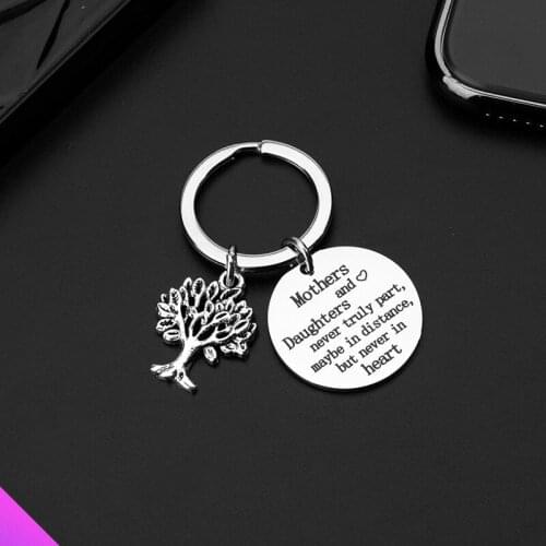 Wholesale 5 keychain stainless " pendant Mother and daughter never really separate maybe in the distance but never in the heart