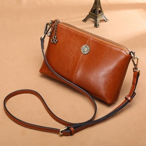 Wholesale real cowhide womens bag cross-slung small bag cowhide hand bag Korean version of one shoulder bag mini bag