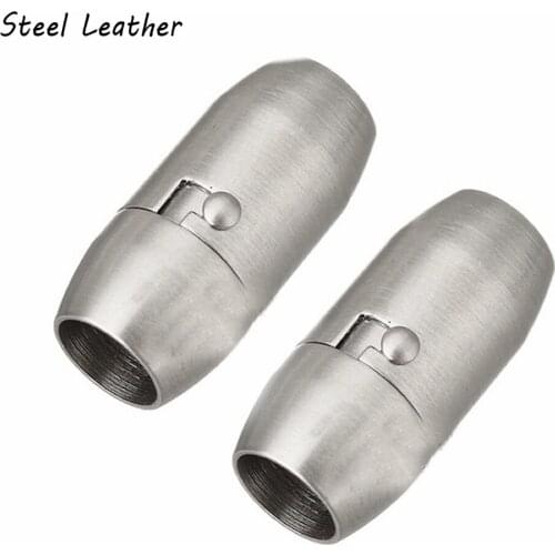 20pcs/lot custom logo hole:5/6/8mm Stainless Steel Magnetic Clasp Leather Cord Clasp Magnet Buckle Connectors DIY Jewelry Making