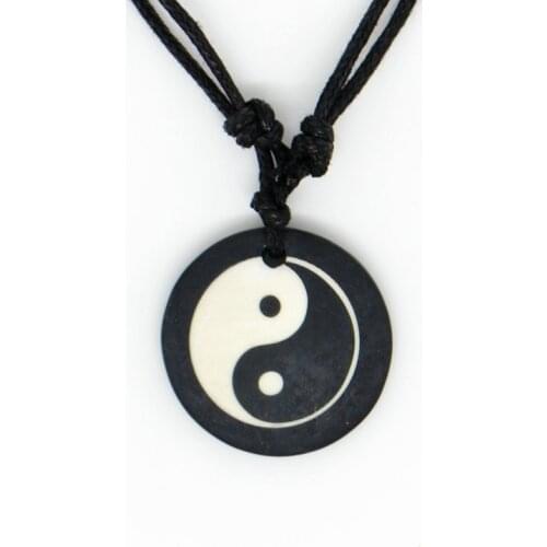 Tai Chi Yin & Yang yak bone Pendant Amulet Necklace Lucky Gift Tribal Fashion Jewelry