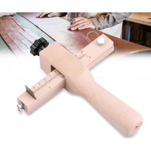 Adjustable Leather Strip Cutter Tools Leathercraft Strip Belt DIY Hand Cutting Wooden Strap Knife Leather With 5 Blades