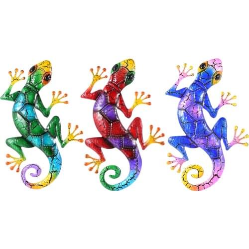 Small Iron Ornaments Home Decorations Gecko Figurine Metal Gecko Wall Art Ornament Lizard Wall Sculptures & Statues