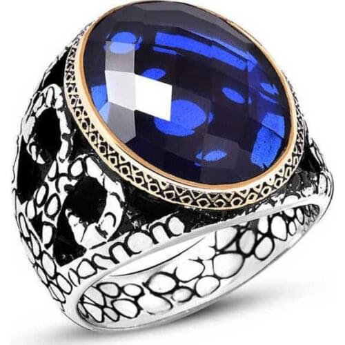 Tevuli 925 Sterling Silver Blue Zircon Stone Mens Ring