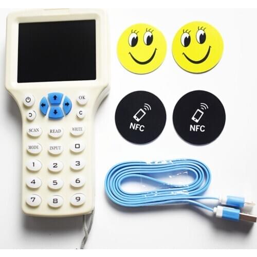 USB Smart English System NFC Reader Writer 125 KHz -13.56 MHz IC/ID Card RFID Copier for UID Tag Duplicator T5577+4pcs T5577 tag