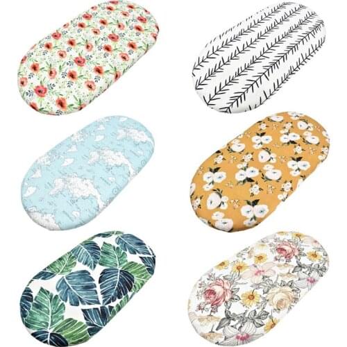 W3JF Baby Moses Basket Sheet Printing Crib Care Changing Table Pad Mattress Removable Cover Mini Cradle Bedding Protector