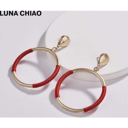 LUNA CHIAO 2020 New Big Statement Earrings Round Circular Drop Pendant Earring for Women