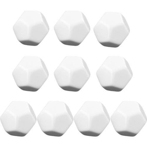 10Pcs White Blank D12 Acrylic Dice With Pentagonal Corner For Kid DIY Write Painting Graffiti Educational Toy