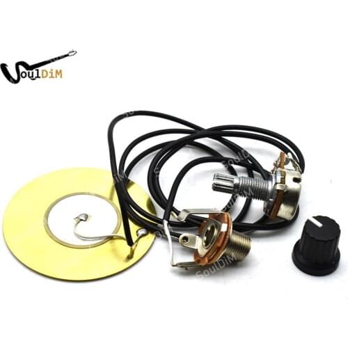 20Set Guitar Piezo Transducer Pickup Amplifier Prewired Buzzer Pickup with 6.35MM Output Jack for Violin Ukulele Banjo Cigar Box