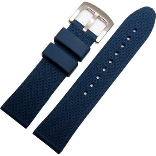 22mm 24mm High Quality Rubber Watchband WatchStrap Black Blue MenS WATCHBAND Waterproof Soft Strap Free Shipping