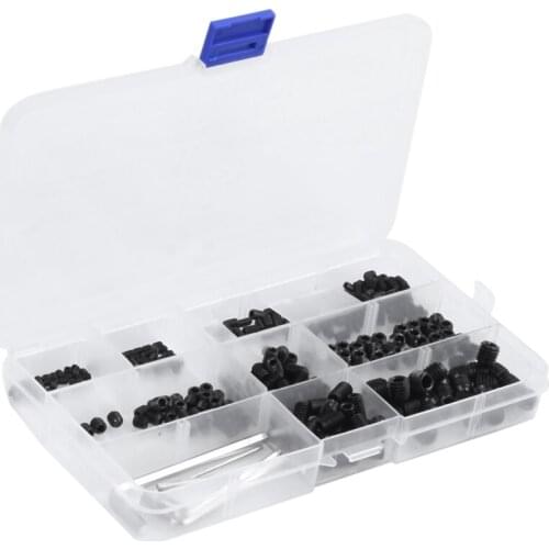 300pcs M3 M4 M5 M6 M8 Hex Head Socket Hex Grub Screw Set Assortment Kit 12.9 Class Black Alloy Steel
