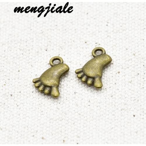 50pcs New style Antique bronze little feet charms cute pendants fit DIY Jewelry bracelet accessories 15*9mm