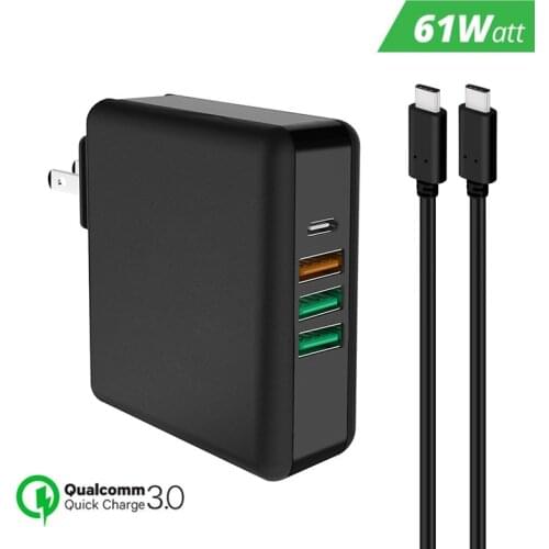 61W 3A Type C QC 3.0 Fast Charger Adapter for Macbook Pro PD 3.0 USB Quick Charge 3.0 Mobile Phone Charger 5V 7V 9V 12V 20.3V
