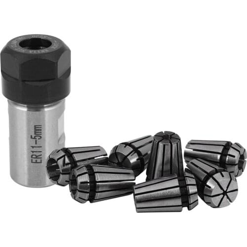7pcs Steel ER11 Spring Collet 1/2/3/4/5/6/7mm with 5mm ER11A Extension Rod Motor Shaft Holder