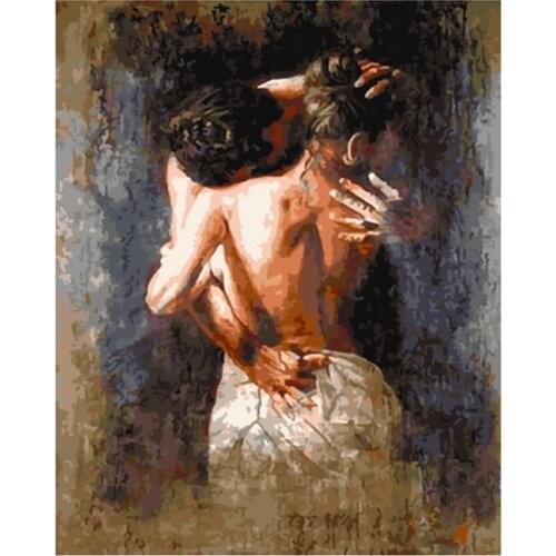 Frameless diy paintings by numbers picture oil painting on canvas for home decor animal painting 4050 deep hug