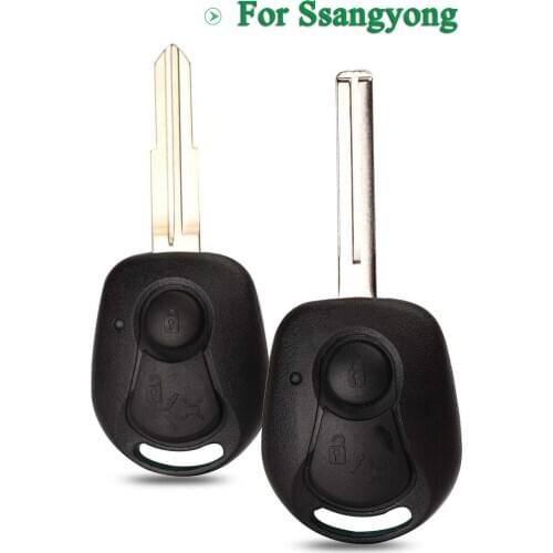 Bilchave 2Buttons For Ssangyong Actyon Kyron Rexton RX7 Fob Remote Car Key Shell Fob Case With Uncut Blade Replacement