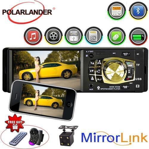 Bluetooth TF/USB Car MP5 Player Audio Video Remote Control Multilanguage Car Radio 1 Din Mirror Link For Android Phone 4.1 Inch