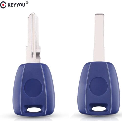 KEYYOU Car Key Shell Case For Fiat 500 Ducato Bravo Transponder SIP22/GT15R Uncut Blade Key Blue Blank Case Replacement
