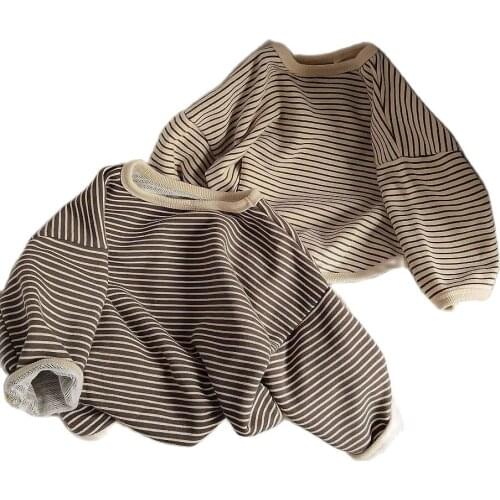 VIDMID Childrens T-shirt Korean childrens striped sweaters baby kids girls loose long sleeve top spring Autumn New tops P5062