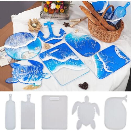 DIY Coasters/Placemats silicone Make molds Ocean series crystal epoxy bread handle trays Mirror resin molds Moulds for crafts