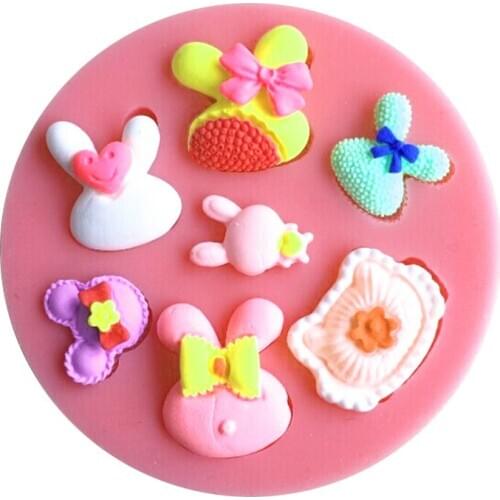 Baking rabbit head cooking tools Silicone Fondant Paste Mold DecoratePolymer Clay Resin Candy Super Sculpey