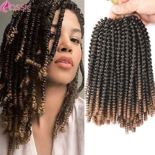 CLASSIC PLUS 8 Inch Fluffy Crochet Braids Spring Twists Hair 60 Strands Synthetic Hair Braiding Brown Wigs Twist Hair Extensions