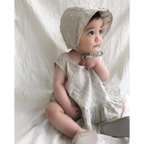 Embroidered vest shorts hat three-piece set baby clothes kids outfits baby girls rompers baby girl romper newborn clothes
