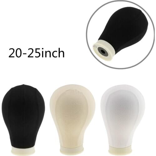 Canvas Block Cork Head Mannequin Head Wig Making Styling Hat Cap Display Model Stand with Mount Hole - 20/21/22/23/24/25 inch
