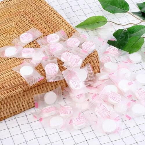 30/50Pcs Portable Cleaning Mini Non-woven Compression Towel Tablet Outdoor Travel Water Wet Wipe Disposable Wash Towels