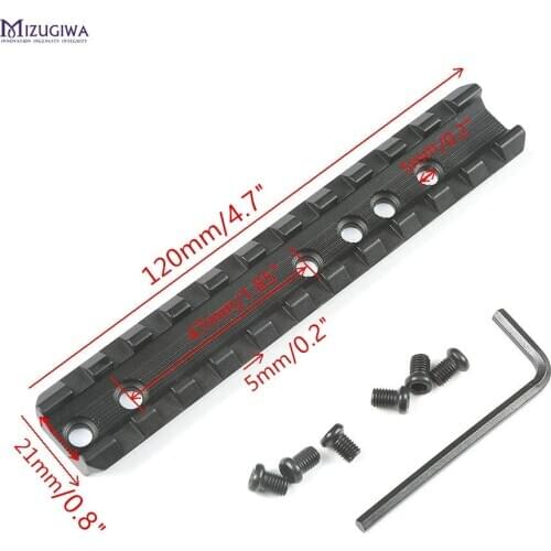 MIZUGIWA Tactical 120mm Military Picatinny RIS 20mm Standard Adapter Weaver Rail Mount Base Plane Bottom Pistol Flashlight Laser