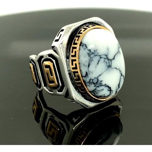 Turquoise Stone Silver Mens Ring, Specially Hand Made