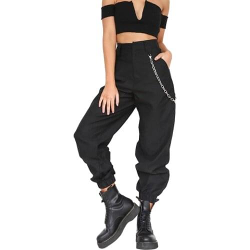 2020 New Fashion Casual Women Pockets Solid Color Sports Joggers Cargo Pants Ladies Streetwear Loose Ankle Tie Trousers with Cha