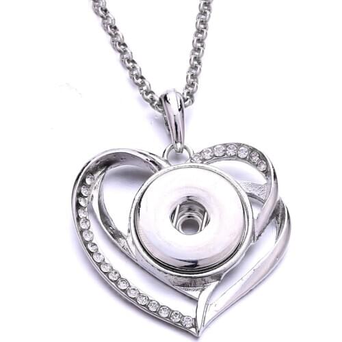 New 18mm Snap Jewelry Necklaces Pendants Crystal Rhinestone Heart Cross Flower Snap Button Necklace DIY Snap Pendant Necklace