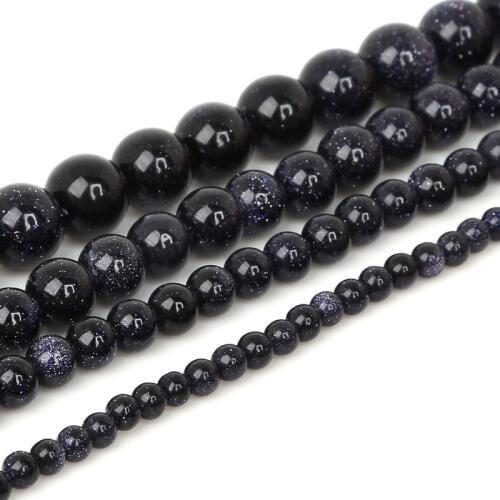 Wholesale Natural Stone Beads Round Dark Blue Sands Stone Loose Beads For DIY Women& Men Jewelry Bracelets 4mm/6mm/8mm/10mm