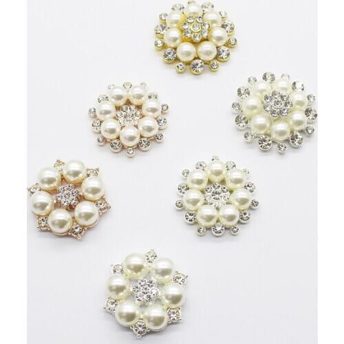 5pcs/lot Flower Metal Pearl Flatback Snap Buttons for Clothing Diy Manualidades Accessories Decorative Sewing Button for Craft