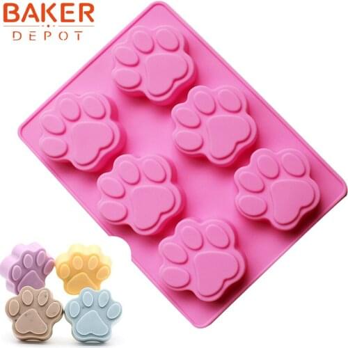 Silicone soap mold CAT paw cake baking bakeware tool pudding jelly biscuit pastry mould handmade soap candle molds 6 lattices