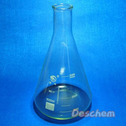 3000ml,Glass Erlenmeyer Flask,3 L,laboratory Conical Bottle With Normal Neck