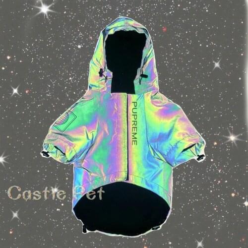 New Reflective Dog Jacket ,Sping Pet Clothes Outfit,Flashing Hooded Dog Costume Windbreaker Bulldog Teddy Chihuahua Dog Jacket