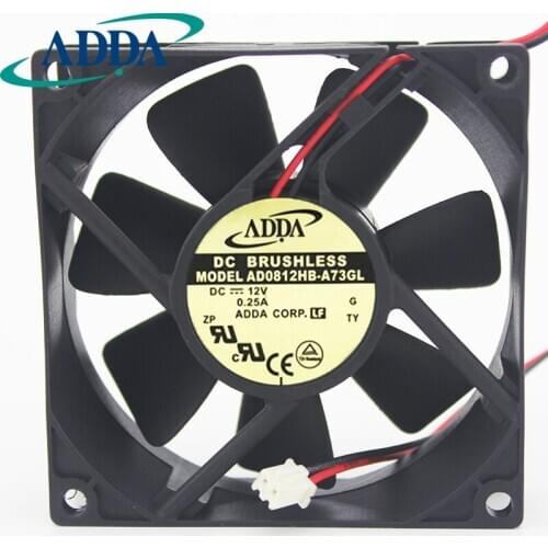 1pcs AD0812HB-A73GL 8025 80*80*25mm 80mm 12V 0.25A three-wire cooling fan